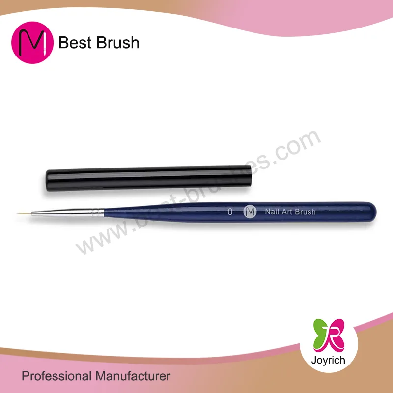 Pincel para Nail Art com tampa preta de madeira azul escuro