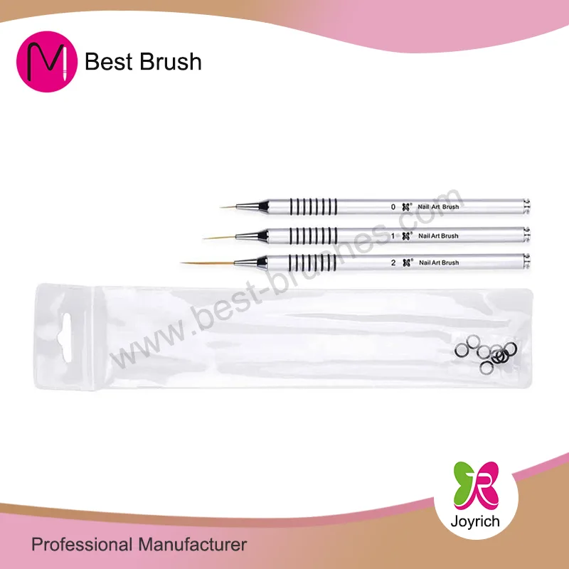 Conjunto de pincéis para Nail Art de metal com anéis