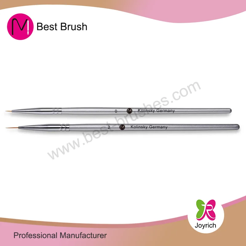 Pincel para Nail Art com cabo de madeira prateado